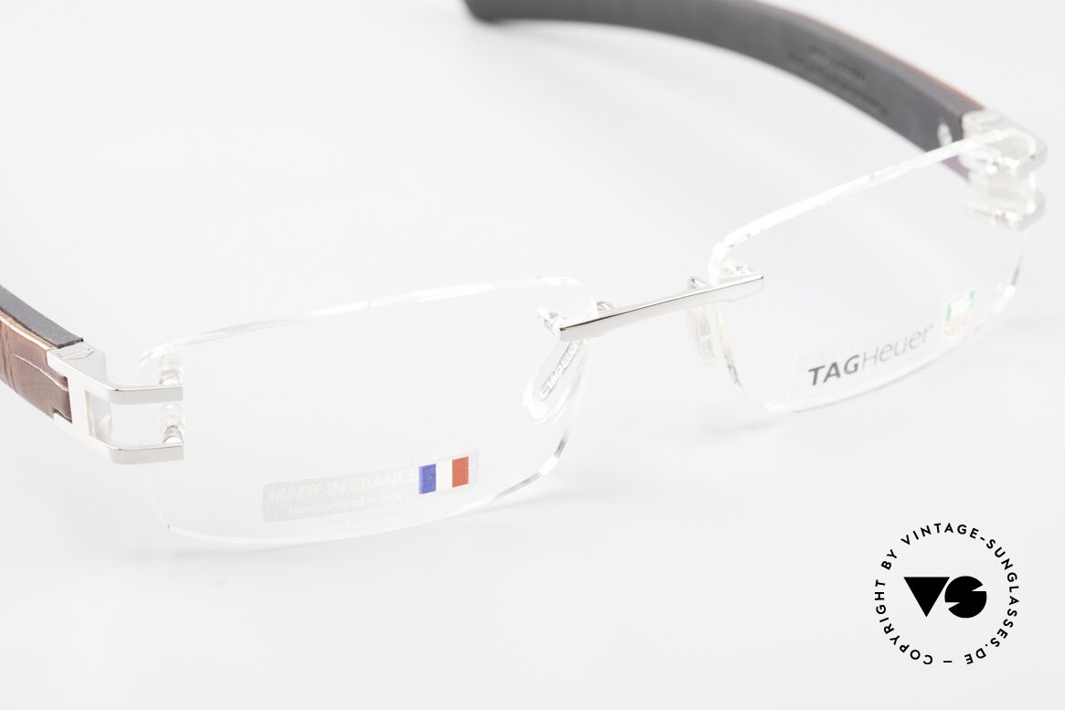 Tag Heuer L-Type 0113 Alligator Leather Rimless Frame, Size: medium, Made for Men