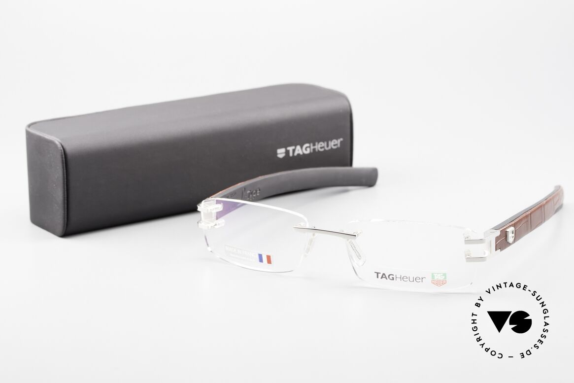 Tag Heuer L-Type 0113 Alligator Leather Rimless Frame, Size: medium, Made for Men