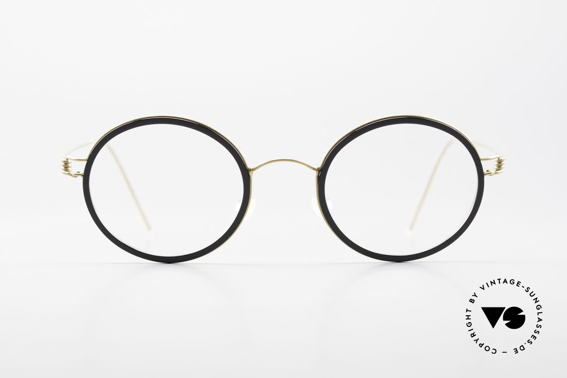 Lindberg Cameron 46 Air Titan Rim Round Titan Glasses Acetate, mod. Cameron in size 46-22, temple length 135, col. GT, Made for Men and Women