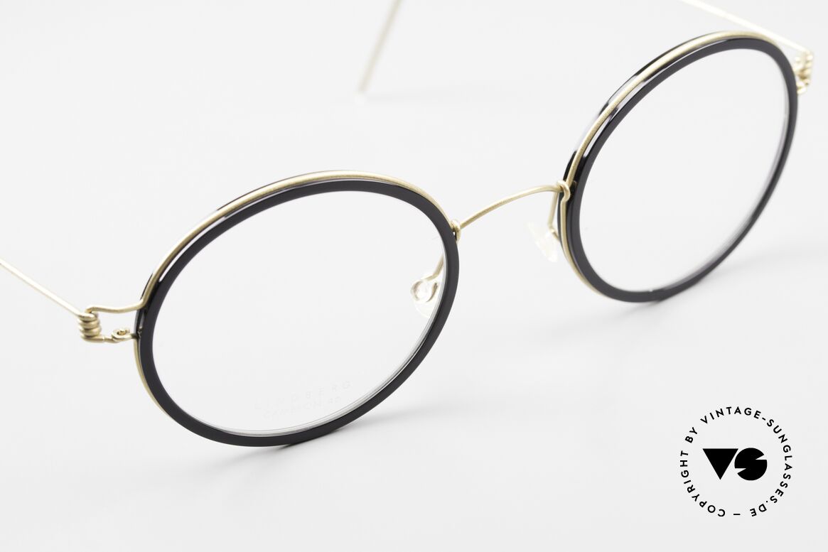 Lindberg Cameron 46 Air Titan Rim Round Titan Glasses Acetate, unworn, NOS, with original magnetic case by Lindberg, Made for Men and Women