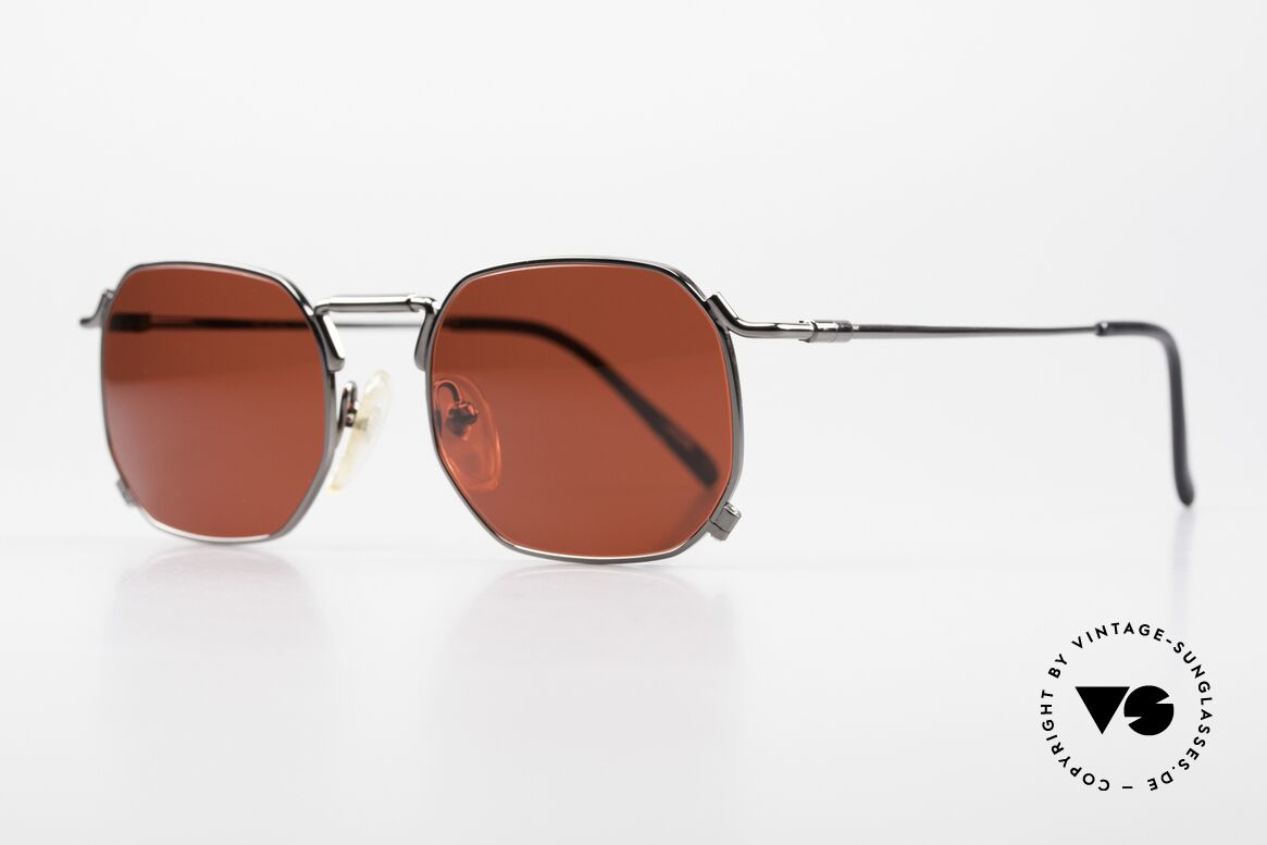 Jean Paul Gaultier 55-8175 Spectacular Vintage Shades, gunmetal frame with 3D-RED colored sun lenses, Made for Men and Women