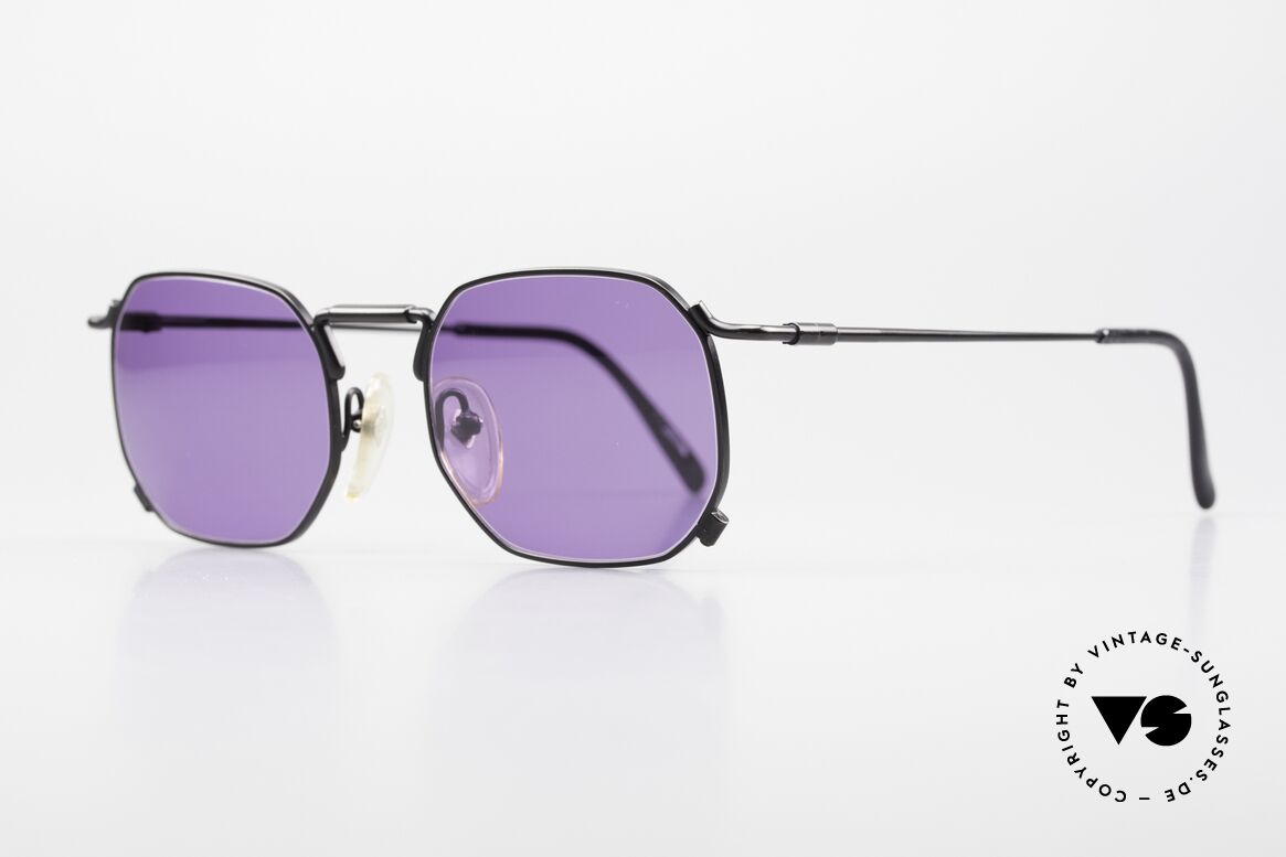 Jean Paul Gaultier 55-8175 Extraordinary Vintage Shades, BLACK frame with PURPLE sun lenses (100% UV), Made for Men and Women