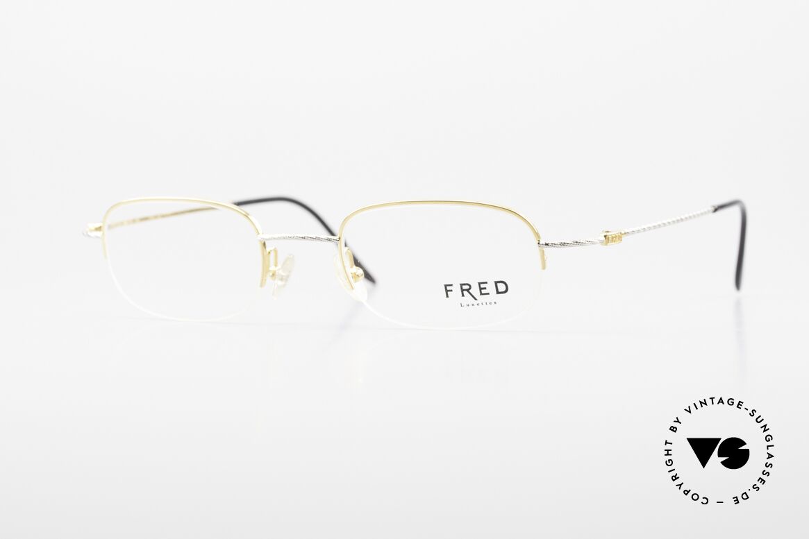 Fred F10 L03 Semi Rimless 90's Luxury Frame, square vintage Fred glasses F10 L03: size 47/21, 135, Made for Men and Women