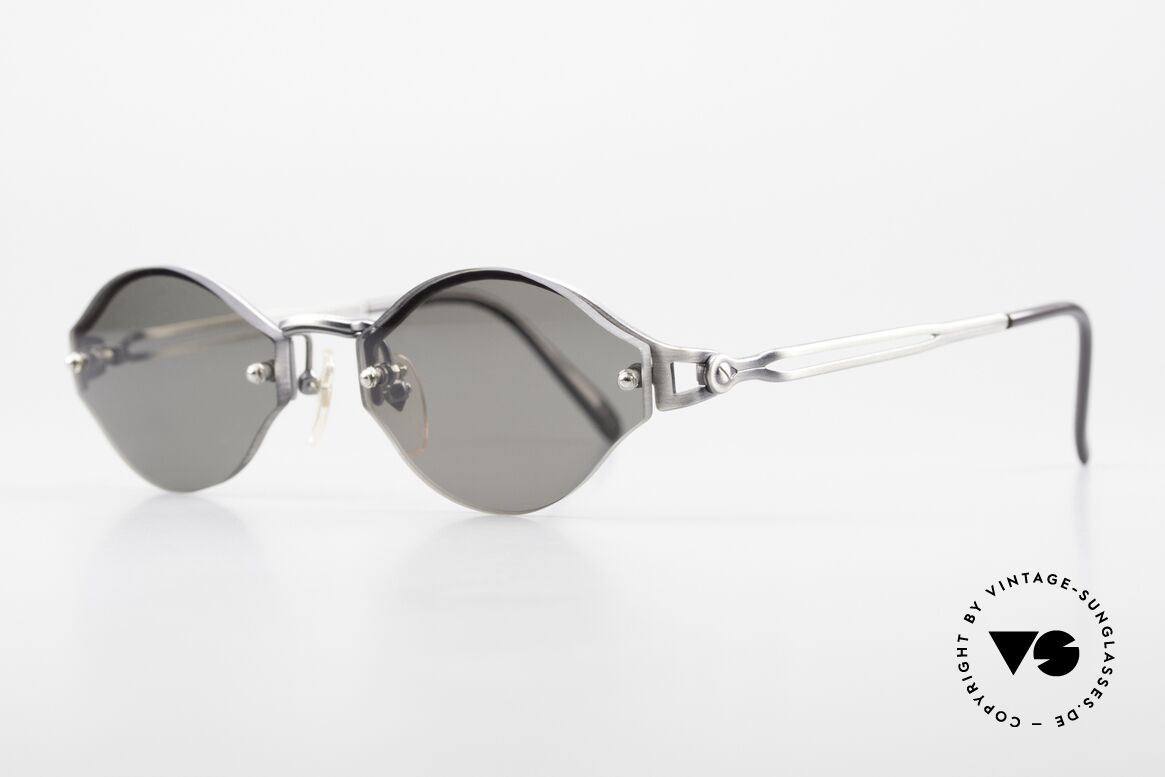 Jean Paul Gaultier 56-7111 Rimless Designer Sunglasses, antique silver ('burnt silver') frame with tiny details, Made for Men and Women