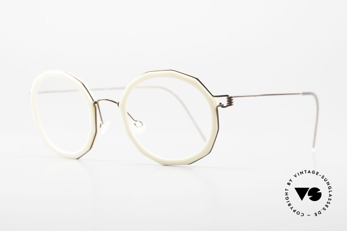Lindberg Mette Air Titan Rim Ladies Glasses Geometrical, inner rim A322 = cream / white, size 47/22, temple 135, Made for Women