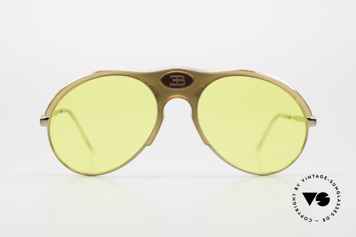 Bugatti 64901 Ultra Rare 70's Bugatti Classic, noble, gold-shining frame front with yellow lenses, Made for Men