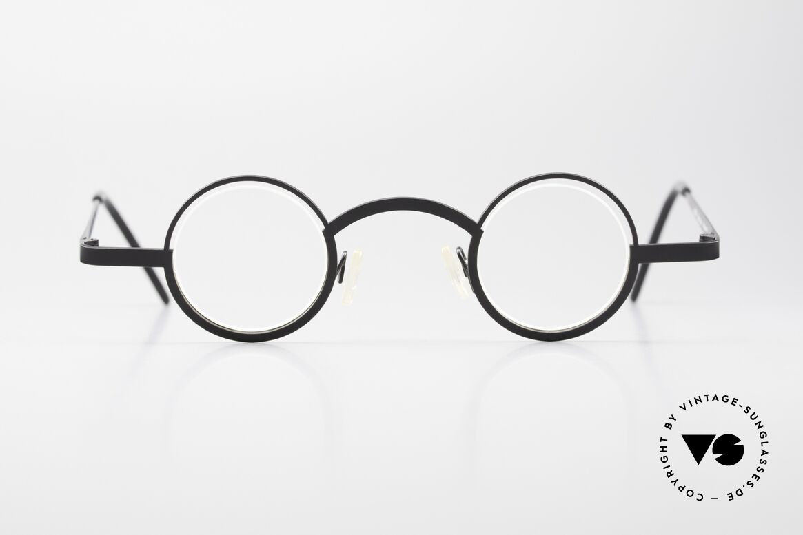 Theo Belgium Bicky Slim Round Designer Eyeglasses, vintage designer eyeglasses by THEO Belgium in black, Made for Men and Women