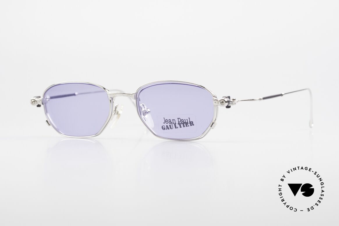 Jean Paul Gaultier 55-8107 Rare 90's Vintage Frame Clip On, rare 90's designer sunglasses by Jean Paul Gaultier, Made for Men