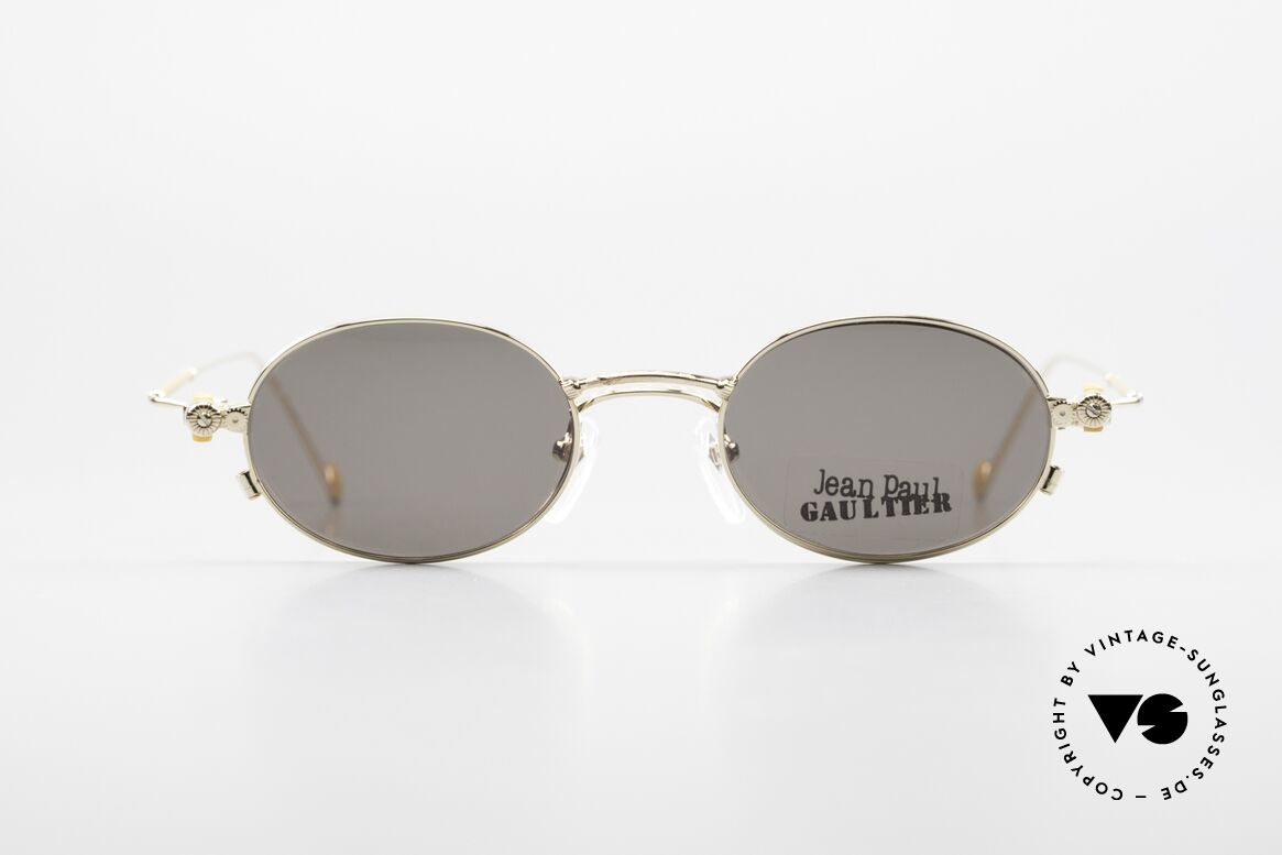 Jean Paul Gaultier 55-8106 Oval Vintage Frame Gold Plated, oval 90's designer sunglasses by Jean Paul Gaultier, Made for Men and Women