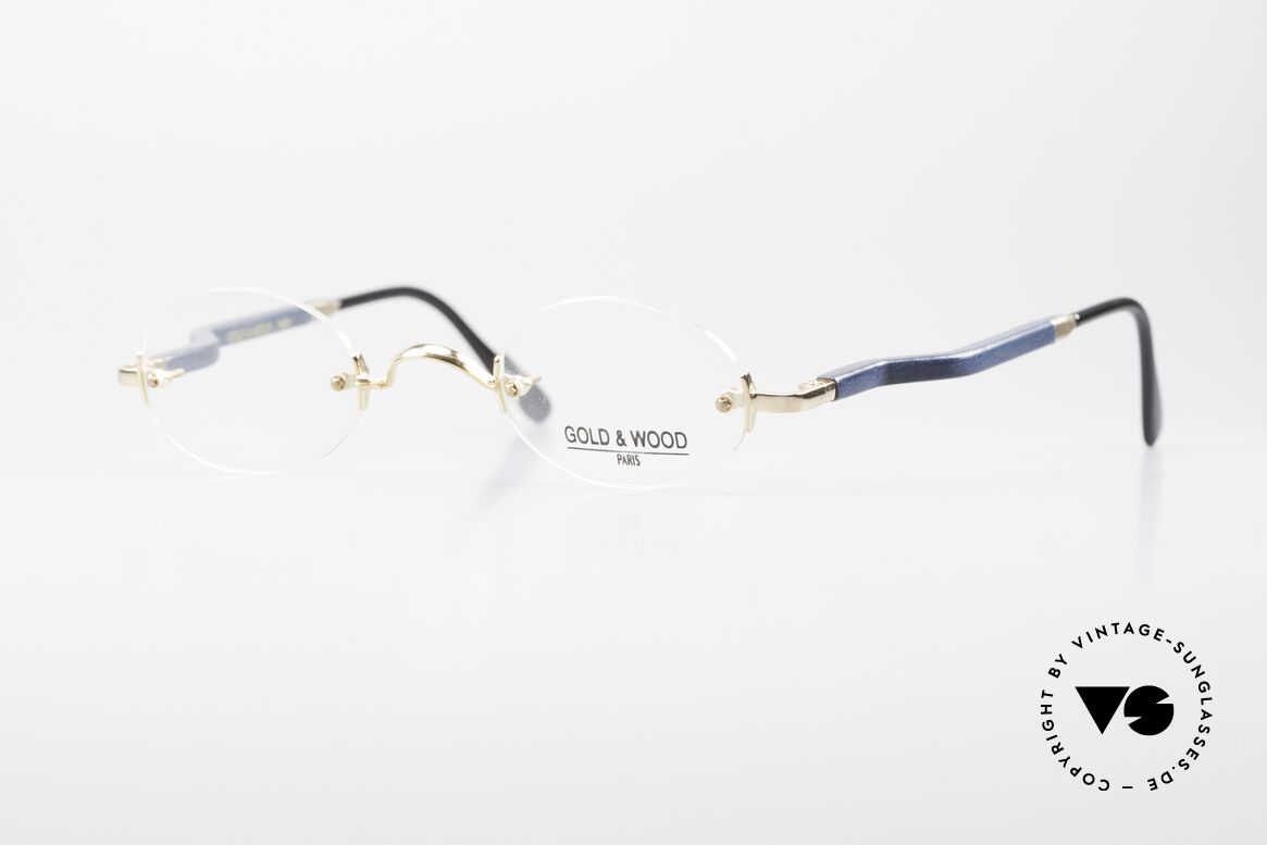 Gold & Wood 338 Oval 90's Luxury Rimless Specs, Gold & Wood Paris glasses, 338-63 in size 42-26, Made for Men and Women