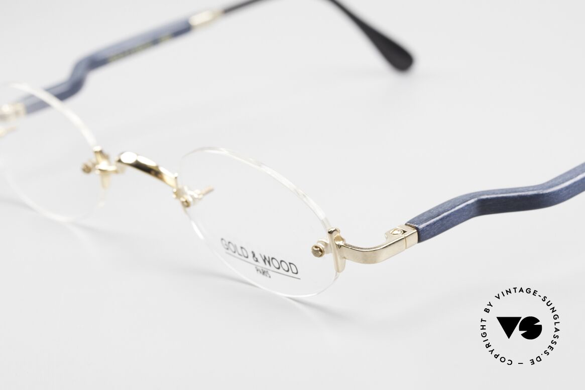 Gold & Wood 338 Oval 90's Luxury Rimless Specs, classic unisex model with flexible spring hinges, Made for Men and Women