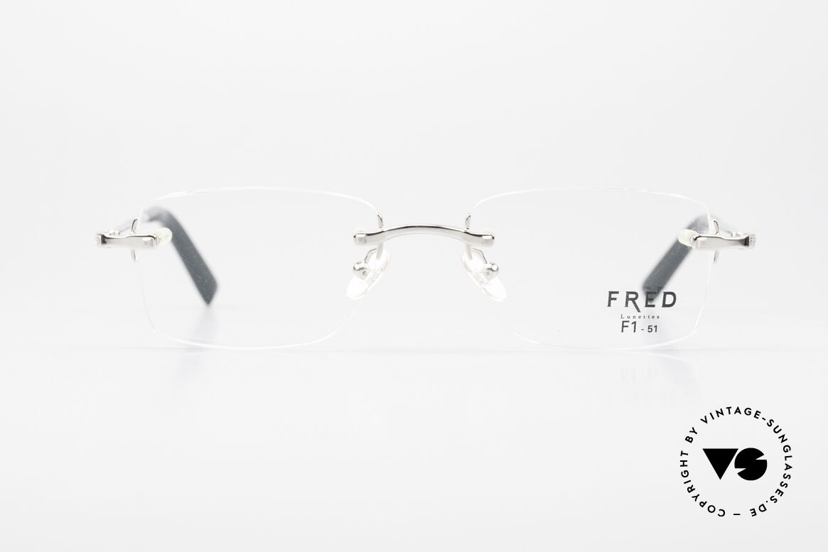Fred Manhattan Rimless Eyeglasses Platinum, precious platinum finish in top-notch quality! Fred F1, Made for Men and Women