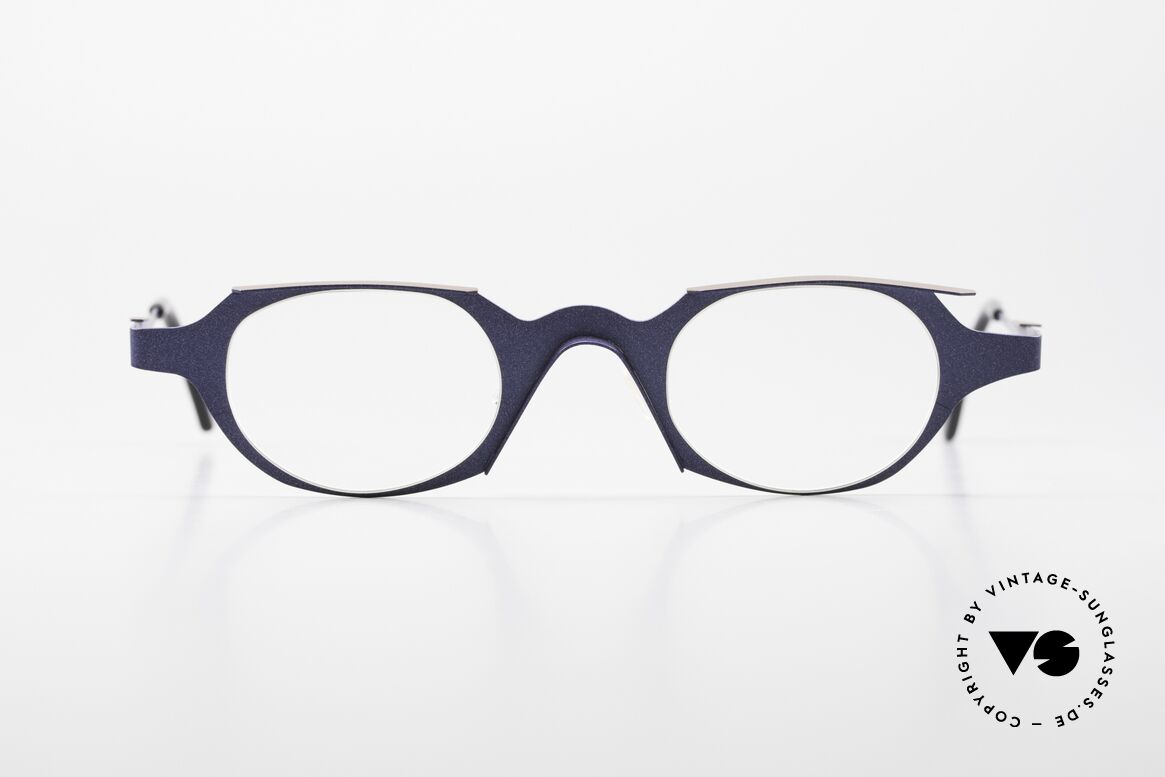 Theo Belgium Eye-Witness OB Ladies Glasses Avant-Garde, very interesting vintage designer eyeglasses in dark blue, Made for Women