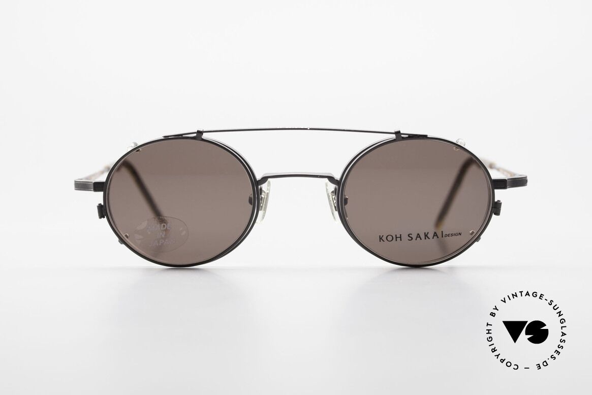 Koh Sakai KS9700 Round Eyeglasses With Clip On, small round vintage glasses by Koh Sakai, mod. KS9700, Made for Men and Women
