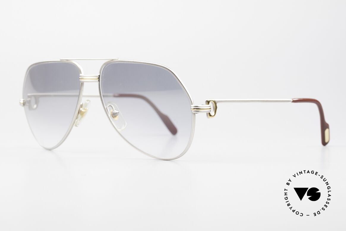 Cartier Vendome LC - M Palladium Mineral Persol Lenses, here, Louis Cartier Decor in a MEDIUM size 59-14, 135, Made for Men