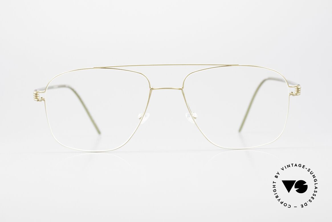 Lindberg Mikkel Air Titan Rim Men's Glasses Square Aviator, model Mikkel in size 55-17, 145, col GT = dulled gold, Made for Men
