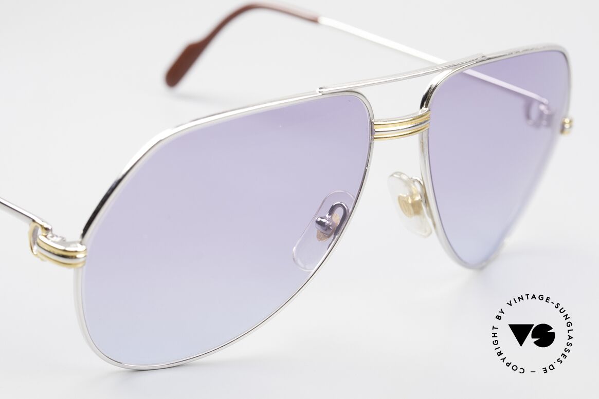Cartier Vendome LC - L Platinum Sunglasses Aviator 80s, unique sun lenses with a gradient from PURPLE to BLUE, Made for Men