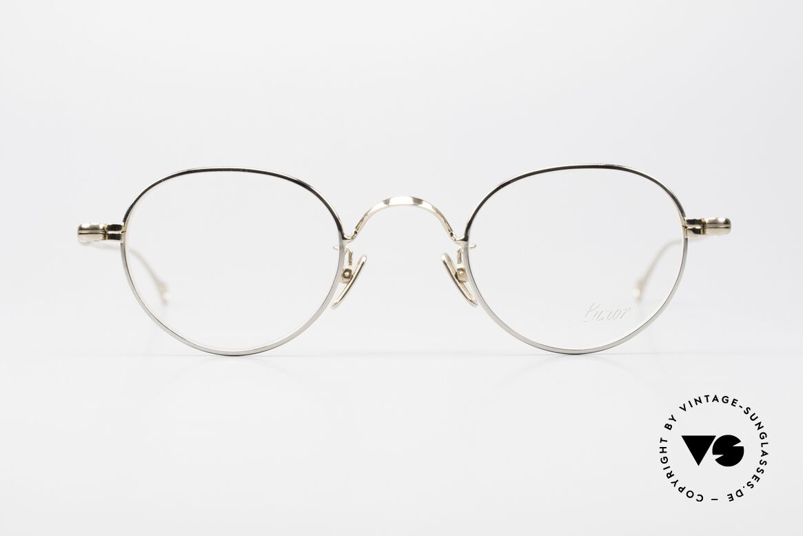 Lunor V 107 Round Panto Frame Bicolor BC, bicolor = 22ct gold-plated and platinum-plated parts, Made for Men and Women