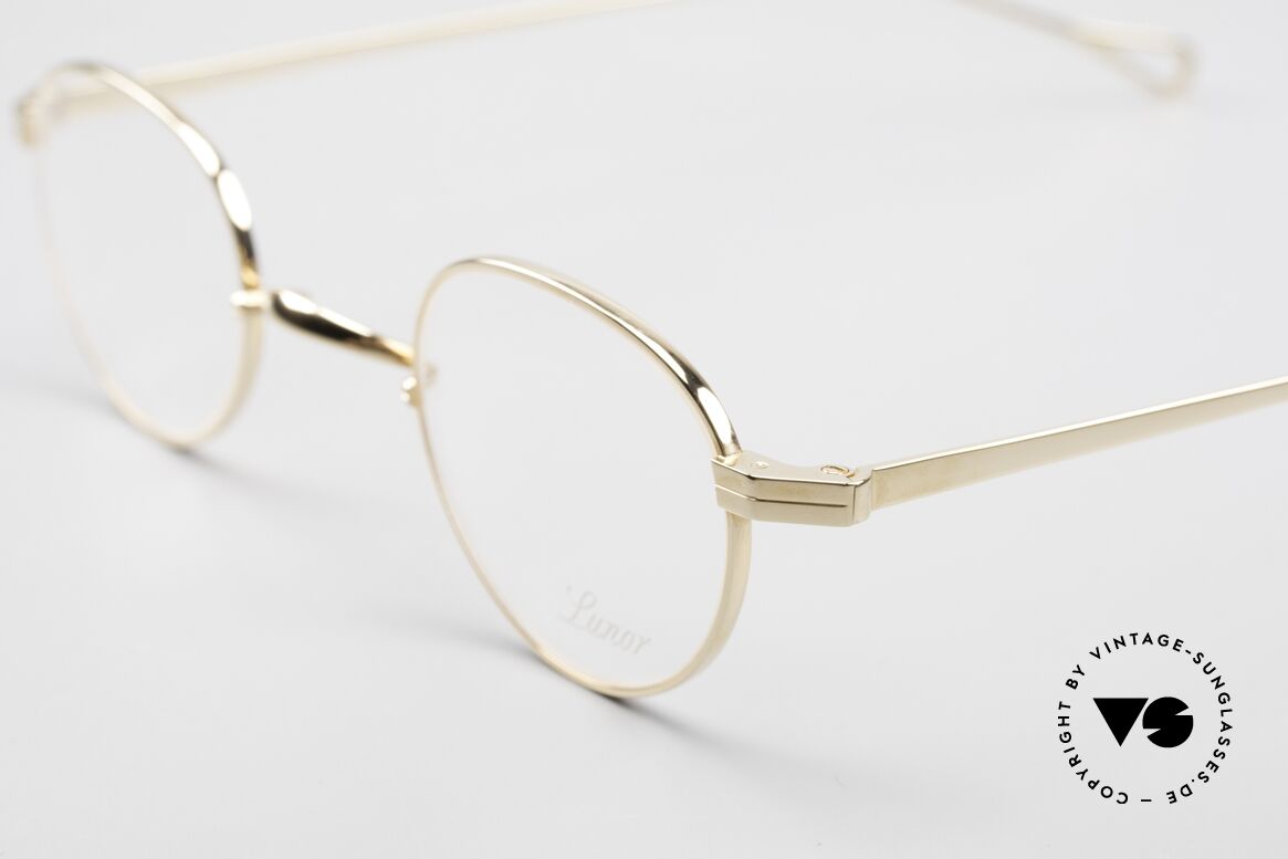 Lunor T2-E-MT GP Round Titan Frame Gold Plated, precious unisex model T2-E-MT in size 41-26, 140mm, Made for Men and Women