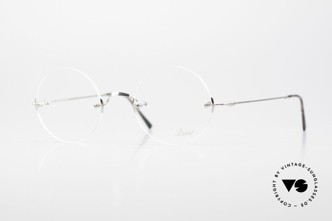 Lunor Classic Round PP The Rimless Steve Jobs Glasses, iconic model "Classic Round PP" Platinum-Plated 44x42, Made for Men and Women