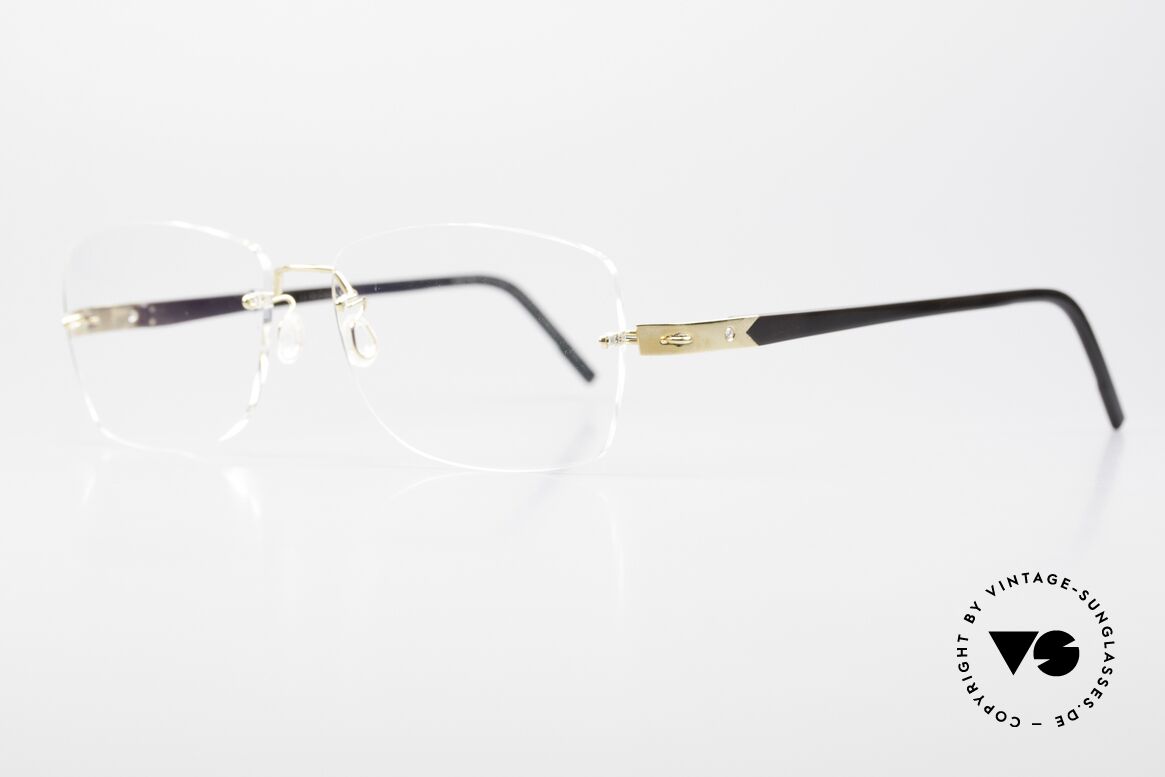 Lindberg Precious T945 Horn 18ct Solid Gold Diamond Glasses, decorated with two diamonds (0,03 ct TOP Wesselton), Made for Women