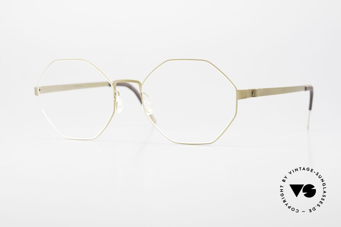 Lindberg 9609 Strip Titanium Octagonal Eyeglasses Dull Gold, octagonal LINDBERG Strip Titanium designer glasses, Made for Men and Women