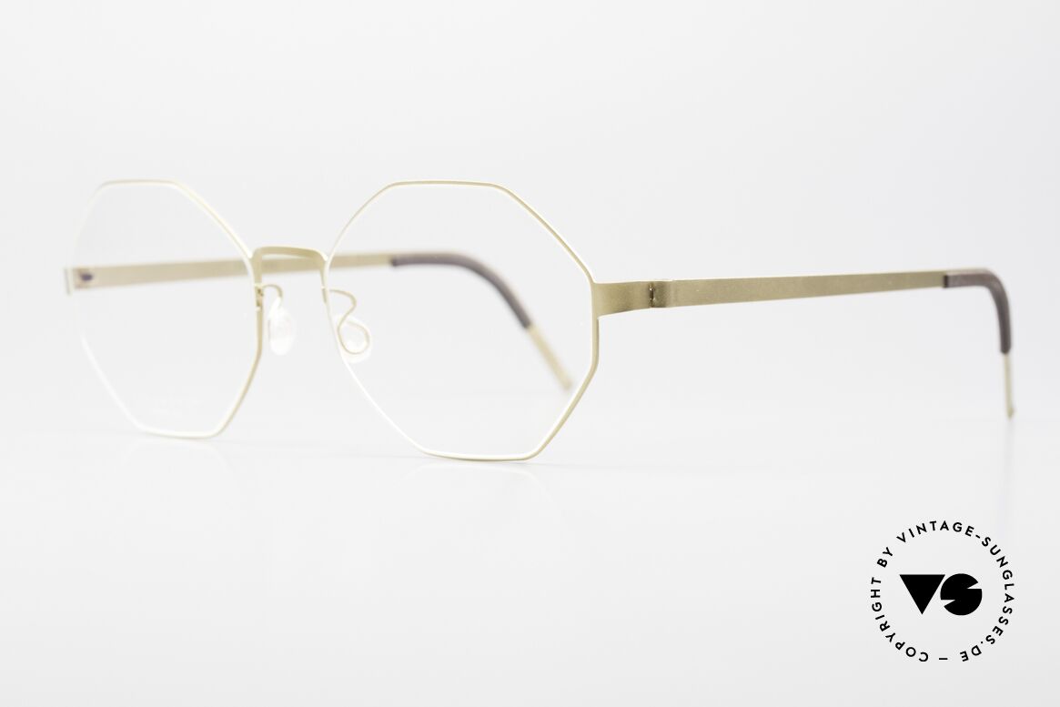 Lindberg 9609 Strip Titanium Octagonal Eyeglasses Dull Gold, light as a feather but extremely stable & very durable, Made for Men and Women