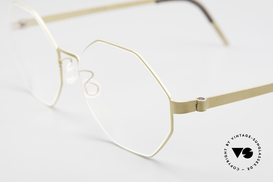 Lindberg 9609 Strip Titanium Octagonal Eyeglasses Dull Gold, stylish women's glasses and men's eyeglasses likewise, Made for Men and Women