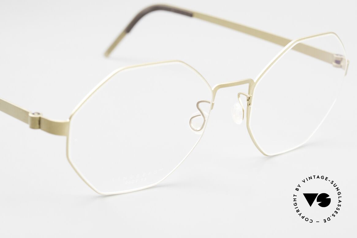 Lindberg 9609 Strip Titanium Octagonal Eyeglasses Dull Gold, unworn, NOS, with an original hard case by Lindberg, Made for Men and Women