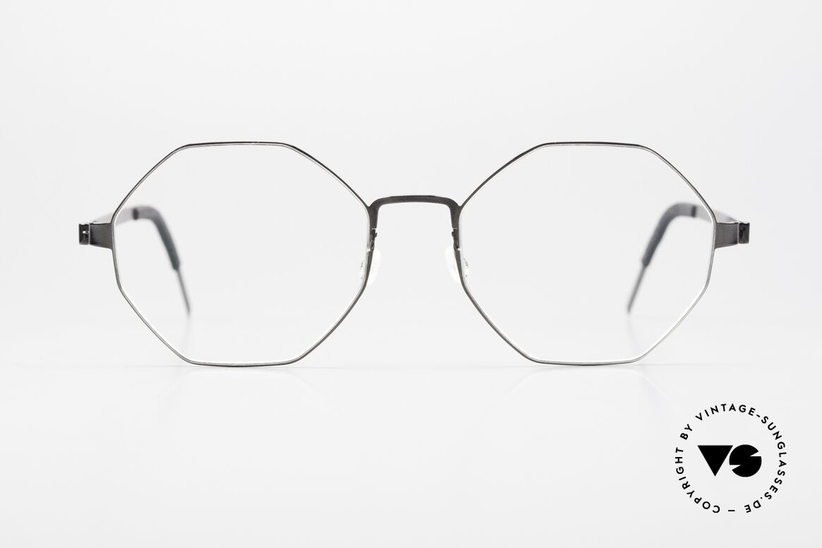 Lindberg 9609 Strip Titanium Women's Men's Glasses Octag, m. 9609, size 53/18, col PU9 (black polished / carbon), Made for Men and Women