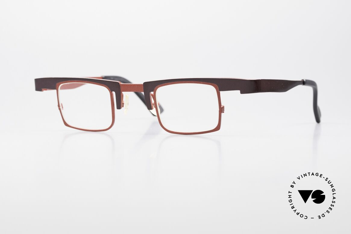 Theo Belgium Bo Square Designer Specs Titanium, square Theo eyeglasses red-metallic and auburn, Made for Men and Women