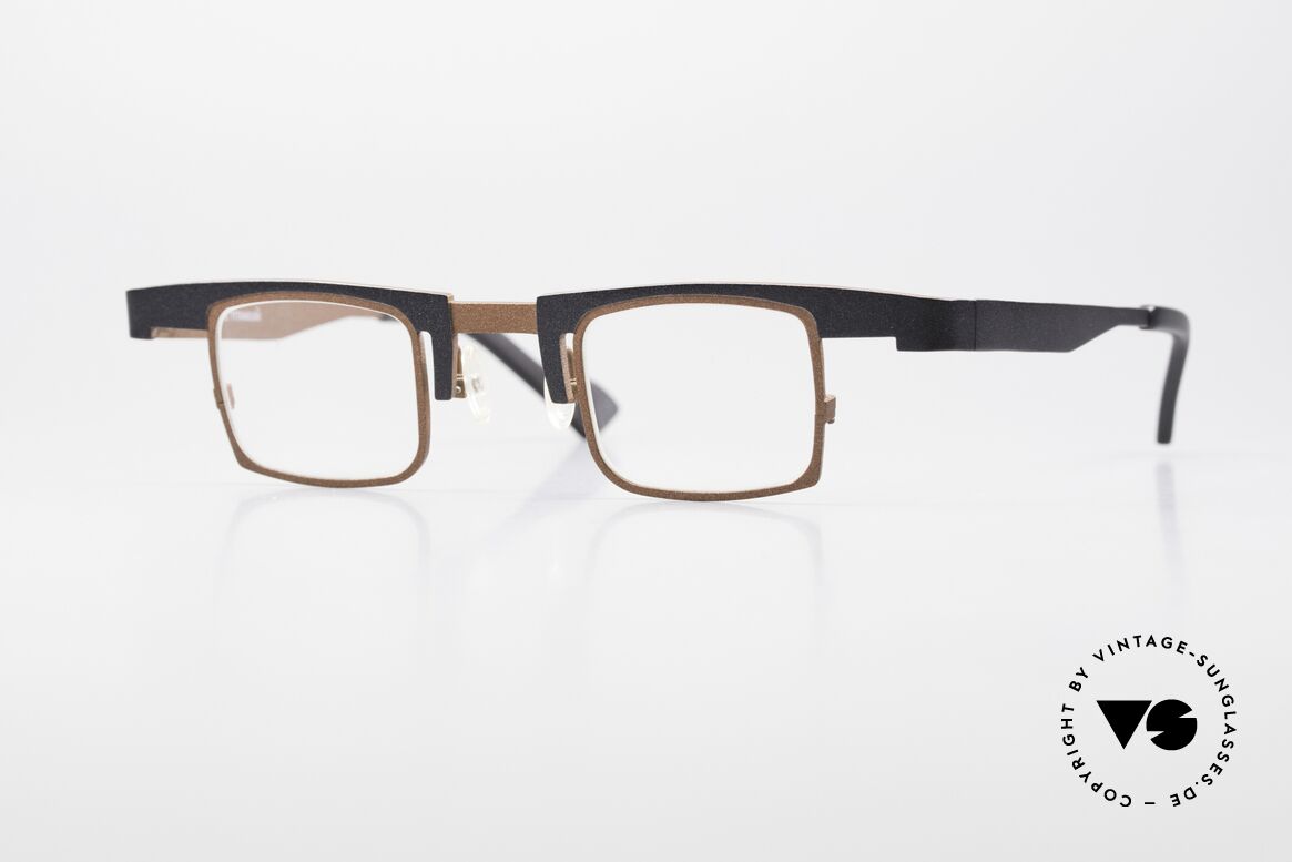 Theo Belgium Bo Square Designer Frame Titanium, square THEO eyeglasses dark-brown and black, Made for Men and Women