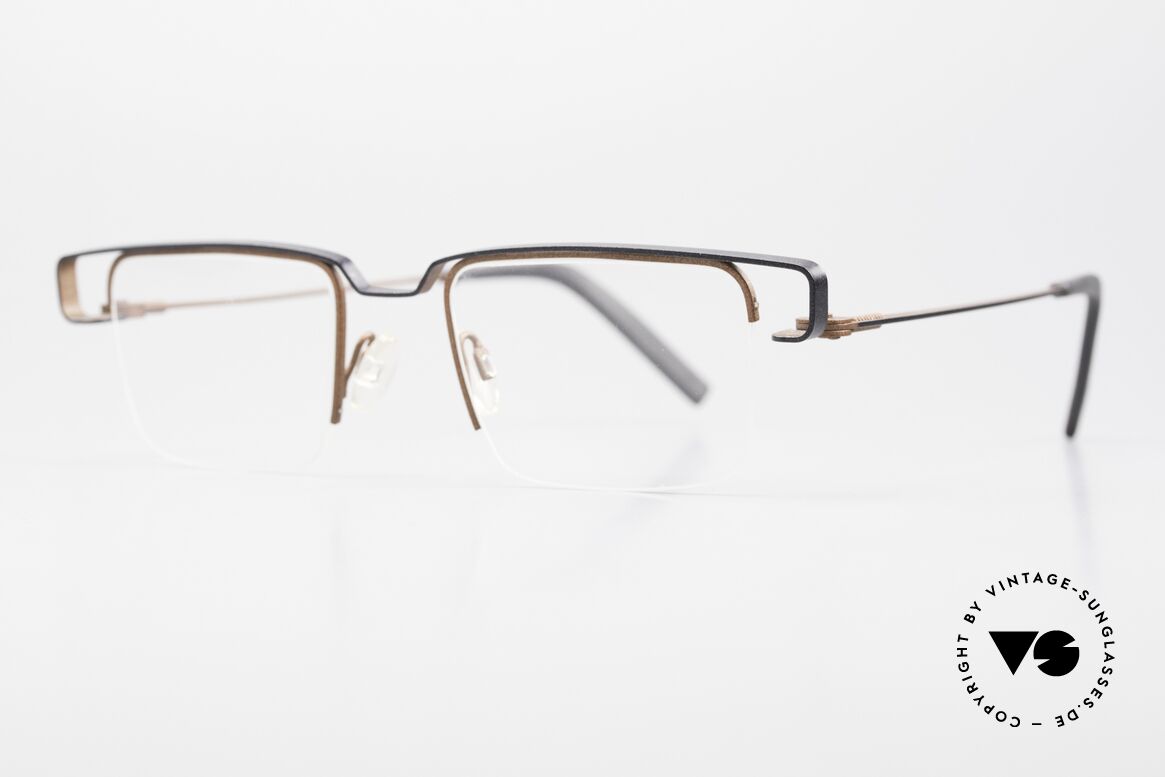 Theo Belgium Mousseline Nylor Frame Semi Rimless, bicolor: great combination of brown & black elements, Made for Men and Women