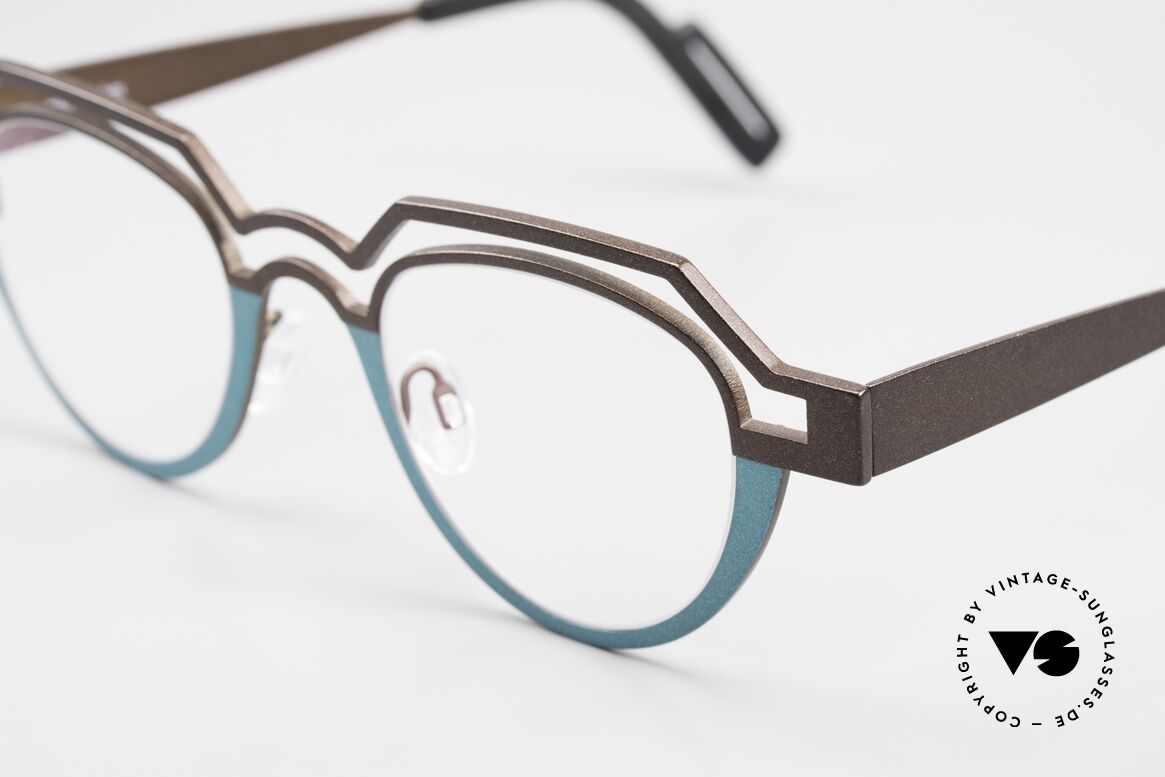 Theo Belgium Percé Panto Designer Specs Titanium, titanium frame in 45-21, col 231: brown / turquois, Made for Men and Women