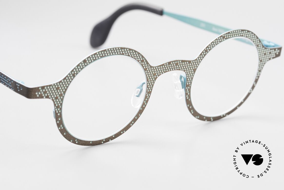 Theo Belgium Mille 64 Round Frame Dotted Pattern, unworn; like all our vintage Theo eyewear specs, Made for Men and Women