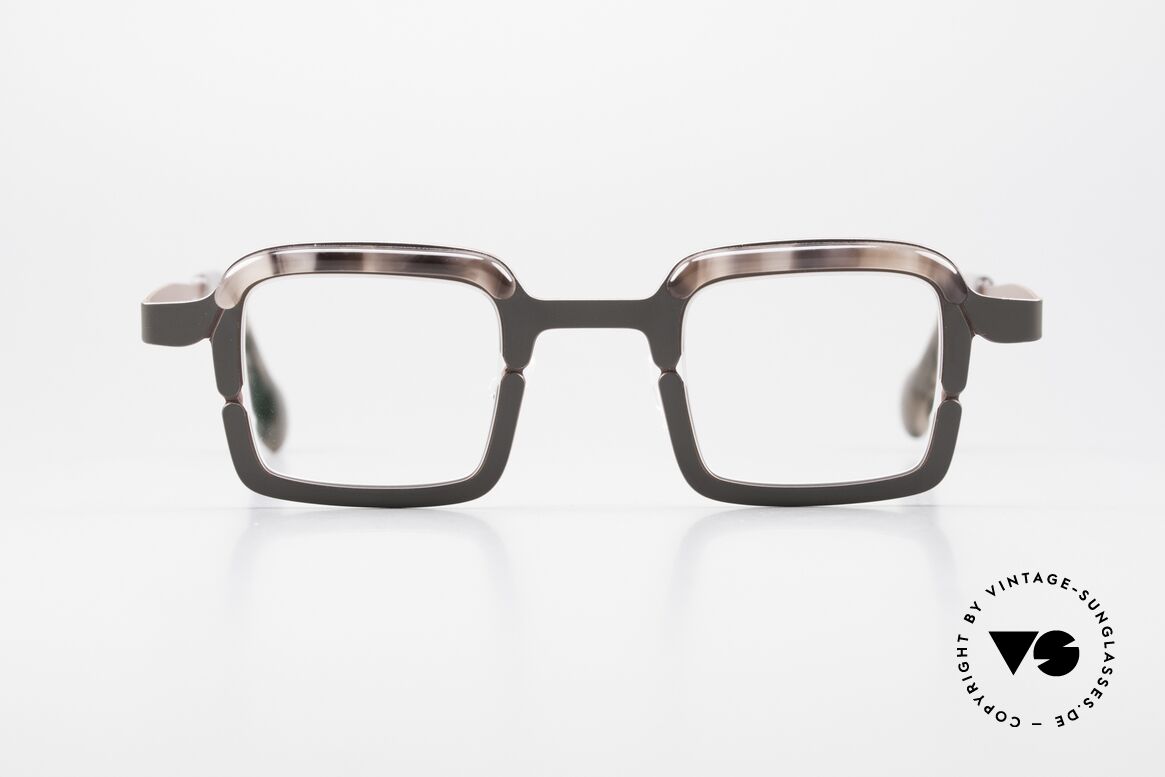 Theo Belgium Throwie Ladies Specs Mens Frame Square, great combination of colors, shapes & materials, Made for Men and Women