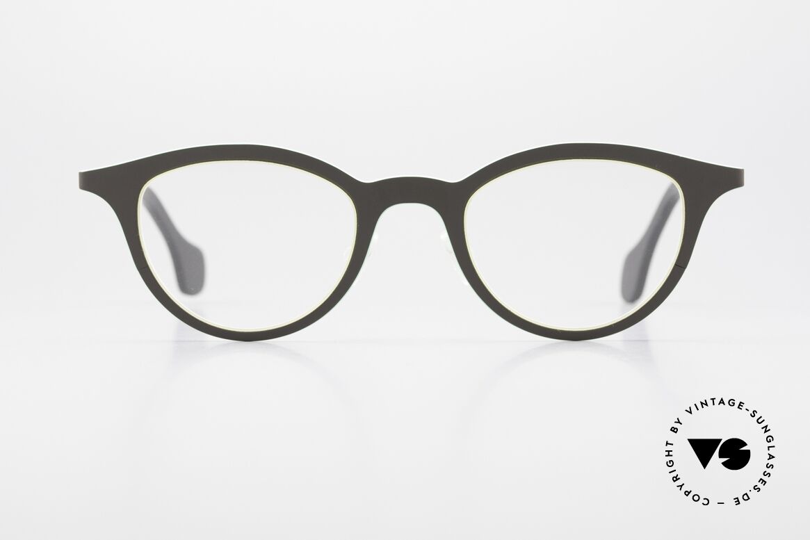 Theo Belgium Mille 21 Women's Eyeglass-Frame Metal, model mille+21; color 373 (gray and lime green), Made for Women