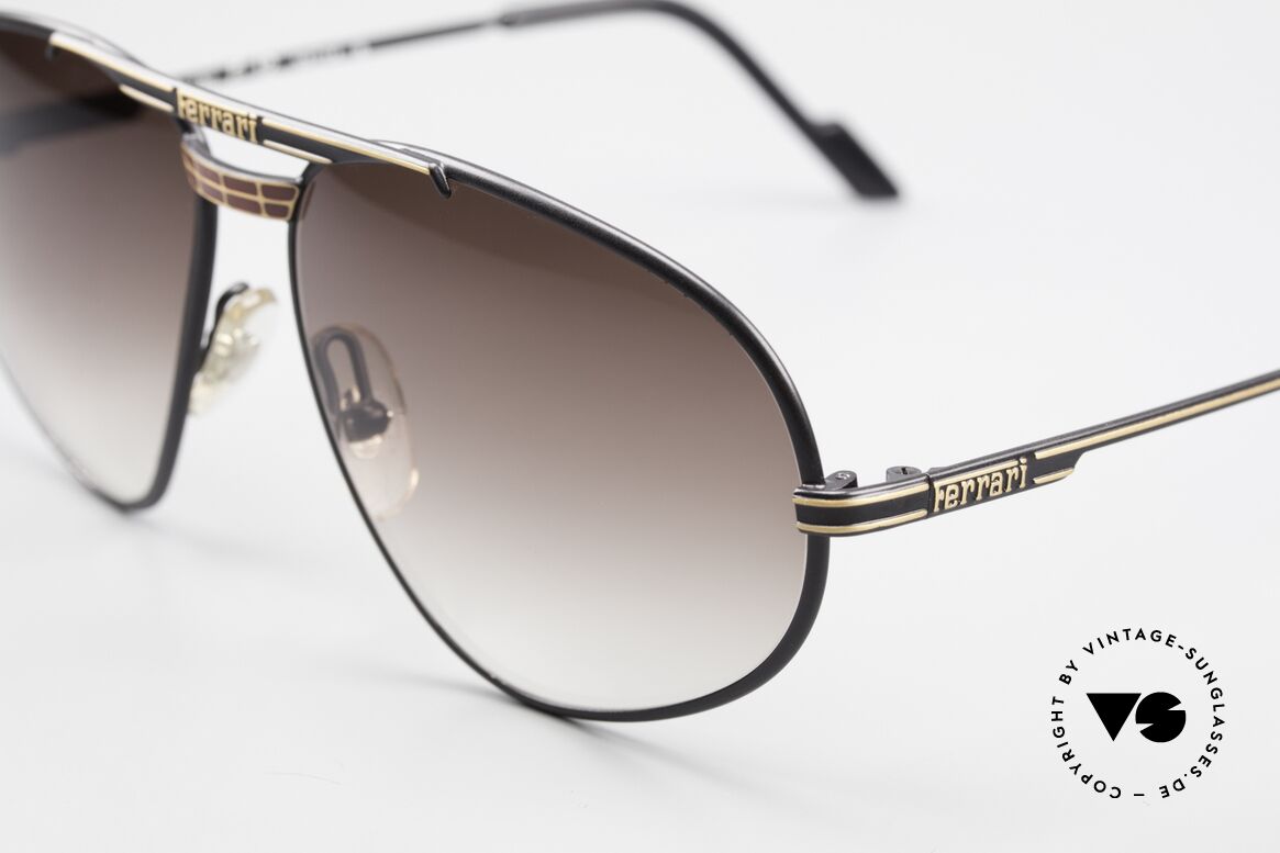 Ferrari F12 Retro Sunglasses Old Original, black/gold/red frame with brown-gradient sun lenses, Made for Men