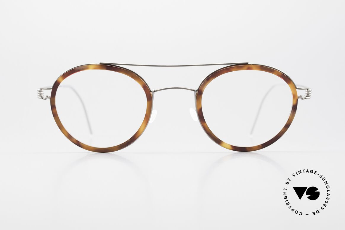 Lindberg Teitur 46 Air Titan Rim Panto Glasses With Brow Bar, unisex eyeglasses; TEITUR with silver-gray brow bar, Made for Men and Women
