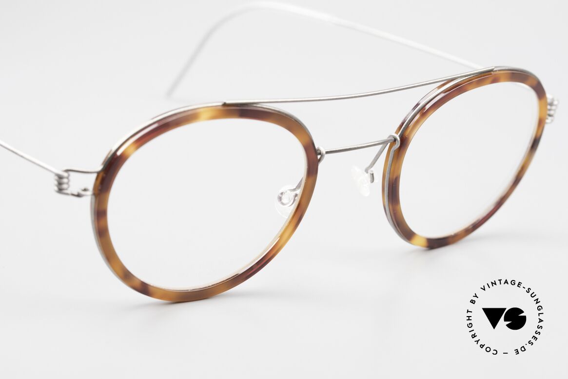 Lindberg Teitur 46 Air Titan Rim Panto Glasses With Brow Bar, unworn, NOS, with an original hard case by LINDBERG, Made for Men and Women