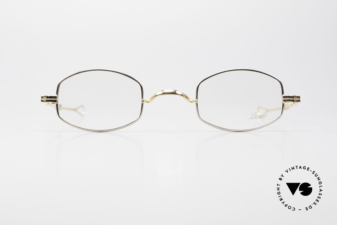 Lunor I 16 Telescopic Eyewear Classic Slide Temples, interesting shape of glasses: gold & platinum plated, Made for Men and Women