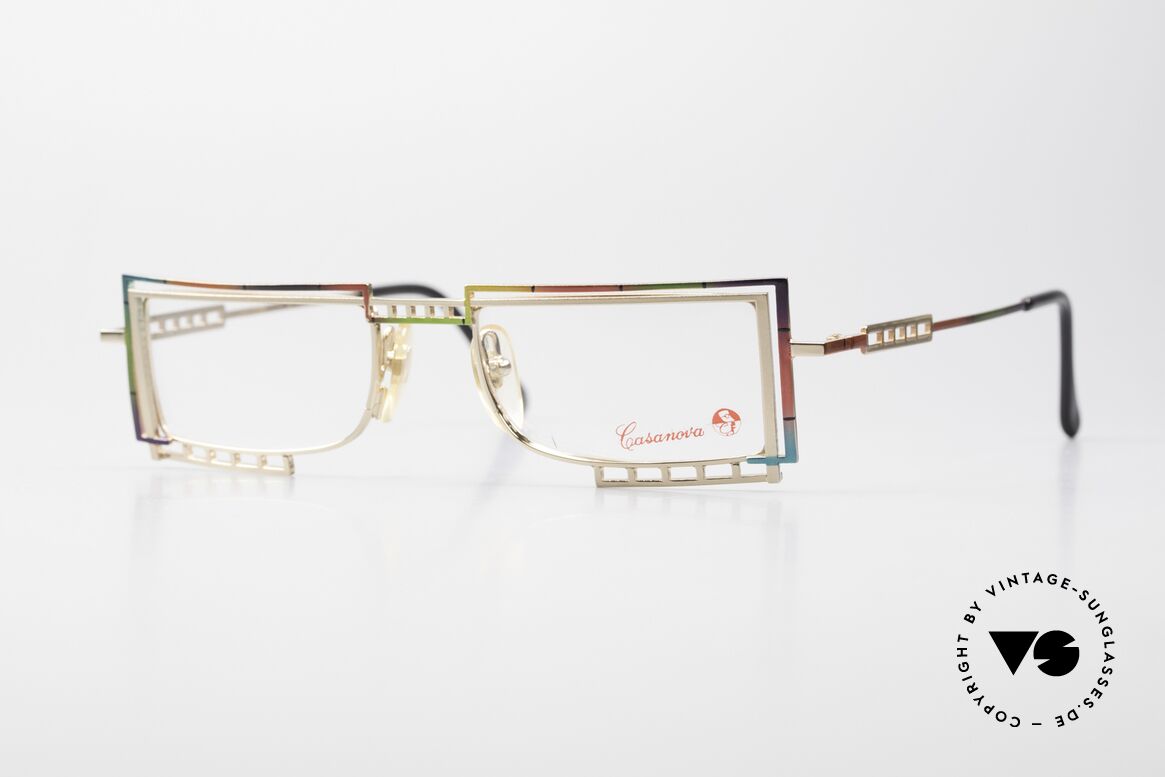Casanova LC4 Square Specs Rainbow Colored, rare Casanova frame, mod. LC-4, size 46/20, col. 02, Made for Men and Women