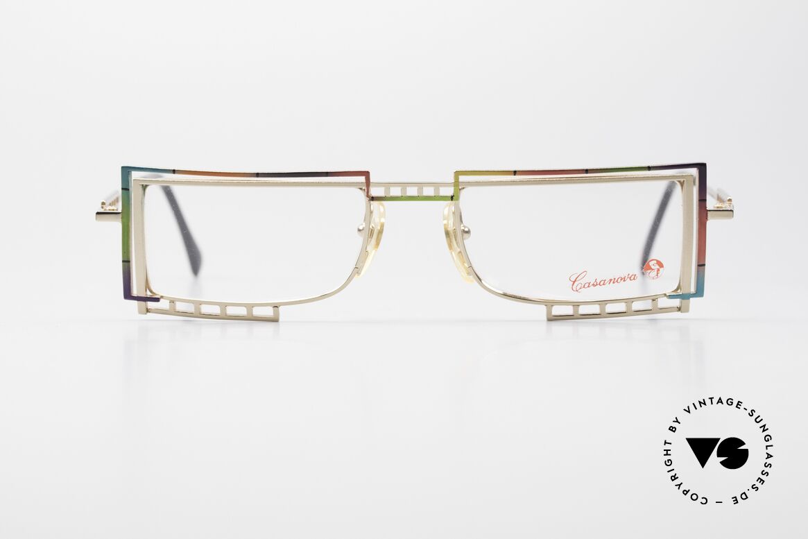 Casanova LC4 Square Specs Rainbow Colored, interesting 1980's/90's vintage eyeglasses from Italy, Made for Men and Women