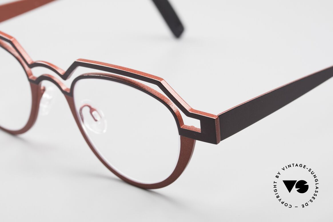 Theo Belgium Percé Designer Specs Panto Titanium, titanium frame in 45-21, color 311: brown / red, Made for Men and Women