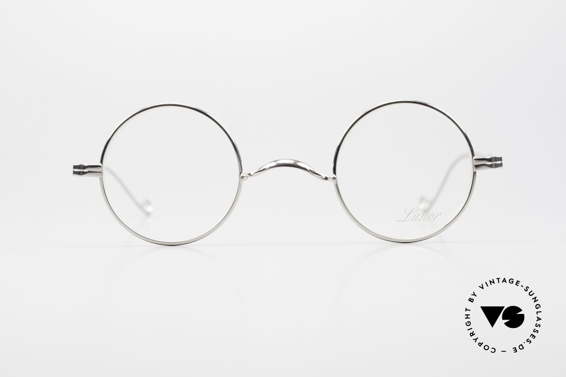 Lunor II 12 Small Round Platinum Plated, full metal rim frame coated with a protection lacquer, Made for Men and Women