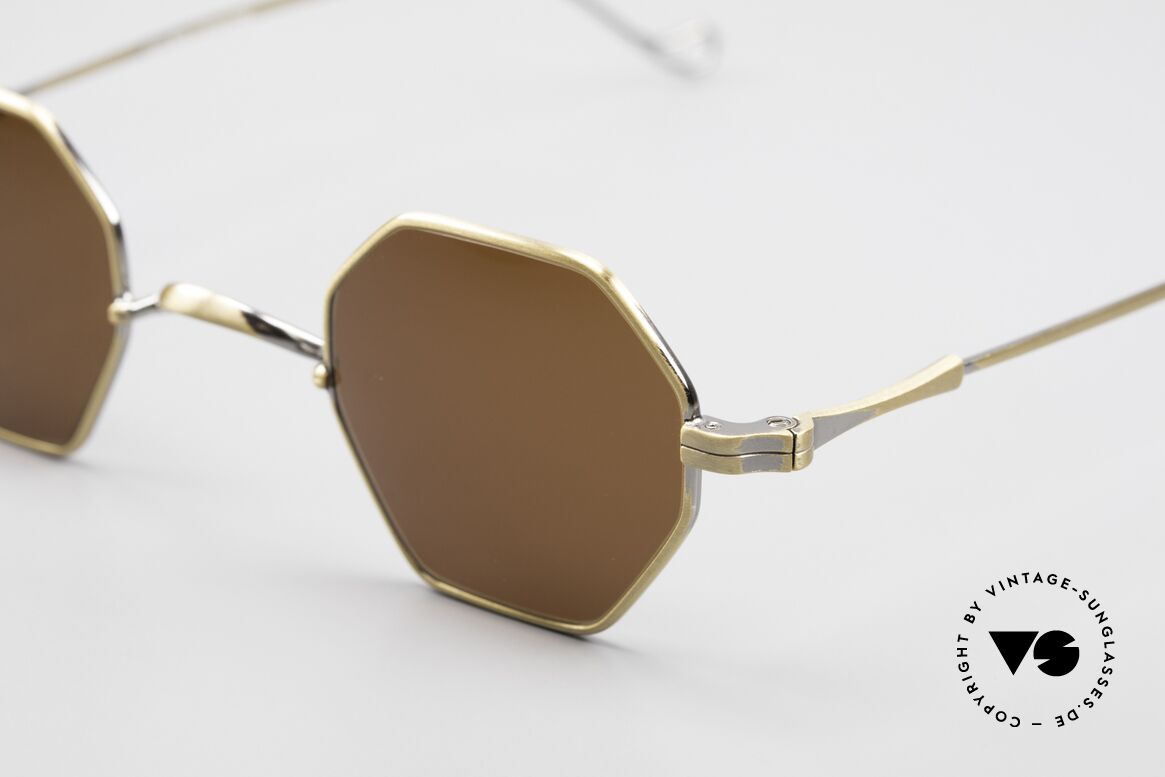 Lunor II 11 Square Panto Shades XS, very elaborate & precious electroplating in antique gold, Made for Men and Women