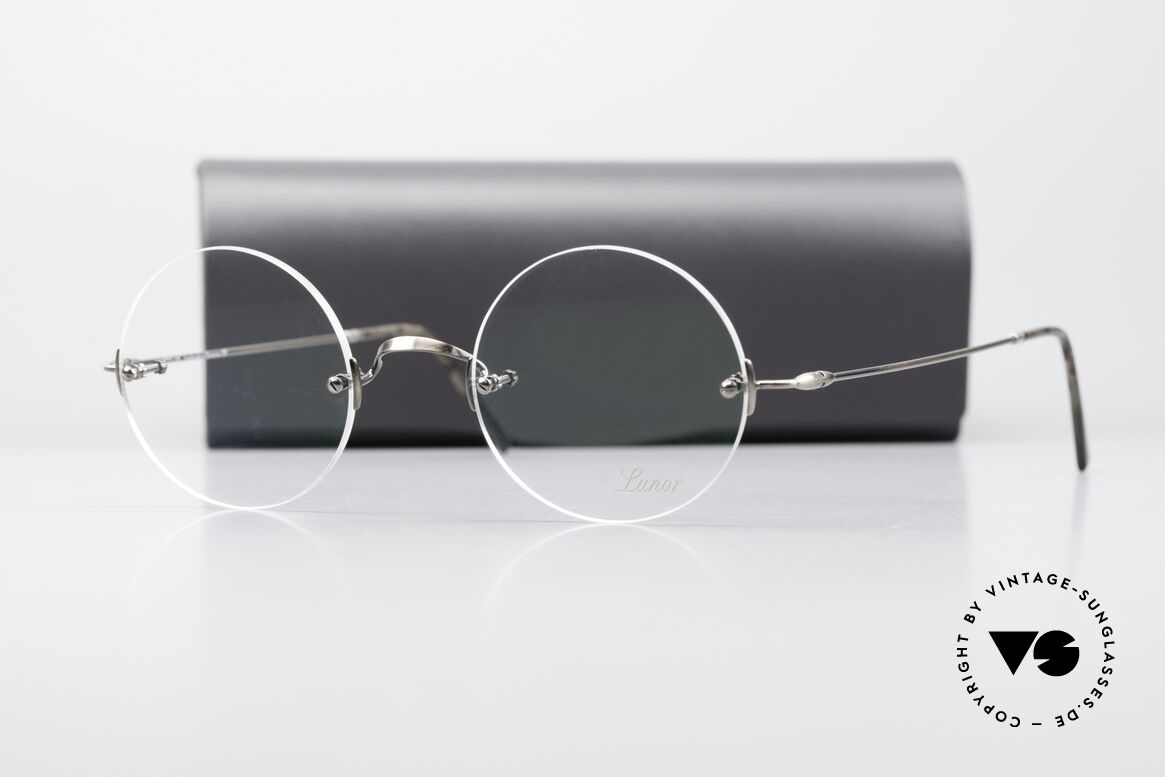 Lunor Classic Round AS Steve Jobs Glasses Antique Silver, the original STEVE JOBS EYEGLASSES = rimless glasses, Made for Men and Women