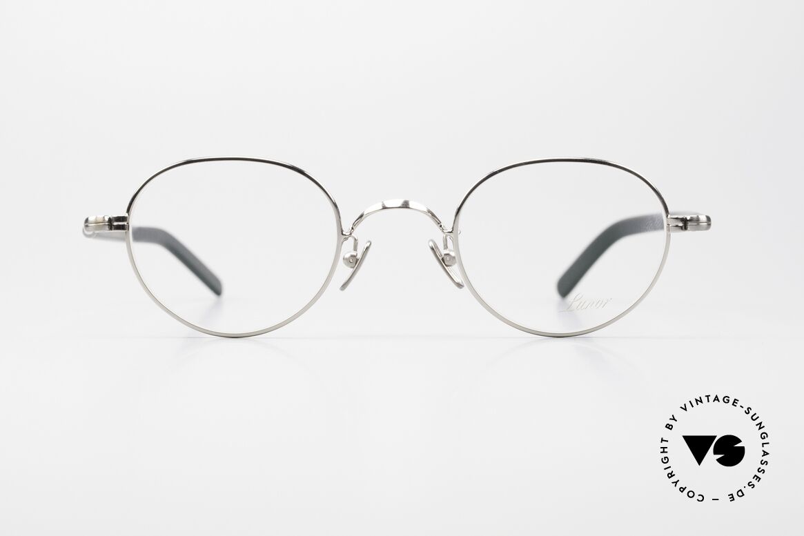Lunor VA 108 Round Panto Eyeglasses PP AS, PP (platinum plated) front & AS (antique silver) hinges, Made for Men and Women