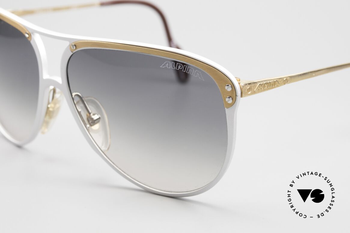 Alpina M3 Rare 80's Ladies Sunglasses, silver aluminum frame with GOLD-PLATED cover, Made for Women