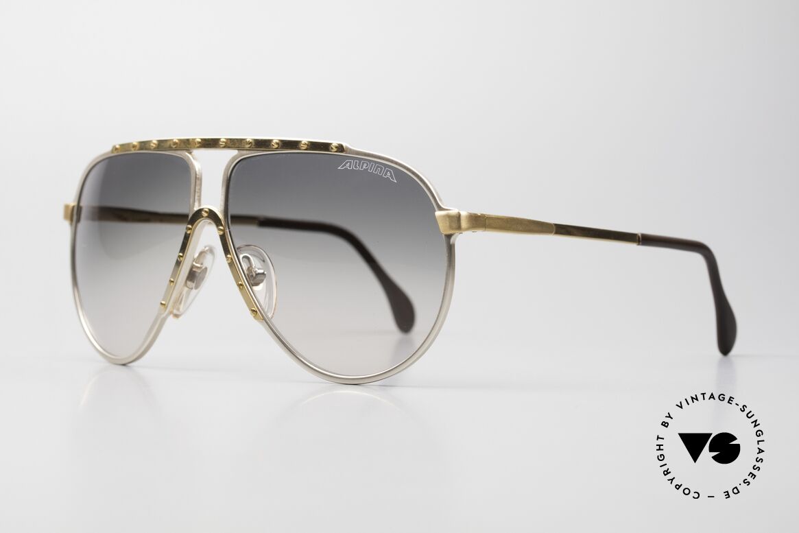 Alpina M1 80s Iconic Vintage Sunglasses, top quality (gold-plated; W.Germany) + Bvlgari case, Made for Men and Women